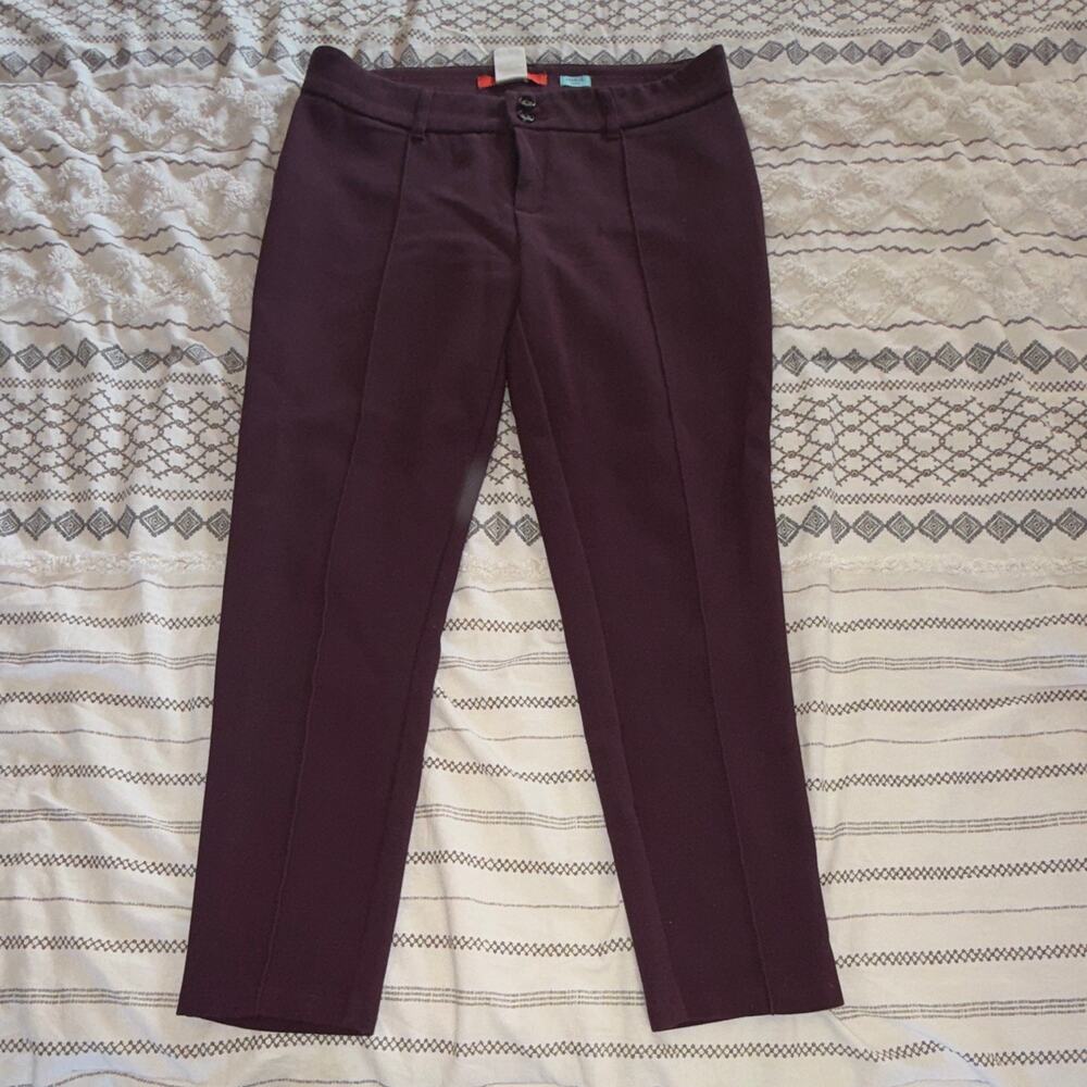 Cartonnier Charlie Ankle Pants Womens 10 Purple Solid Flat Front Pockets
